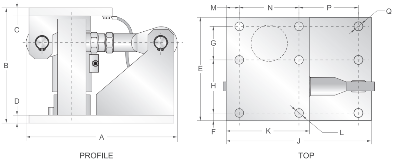 schematics for the CD-GD-GW-V17.3 canister weigh module manufactured by Transcell and used in force measurement and weight sensor applications