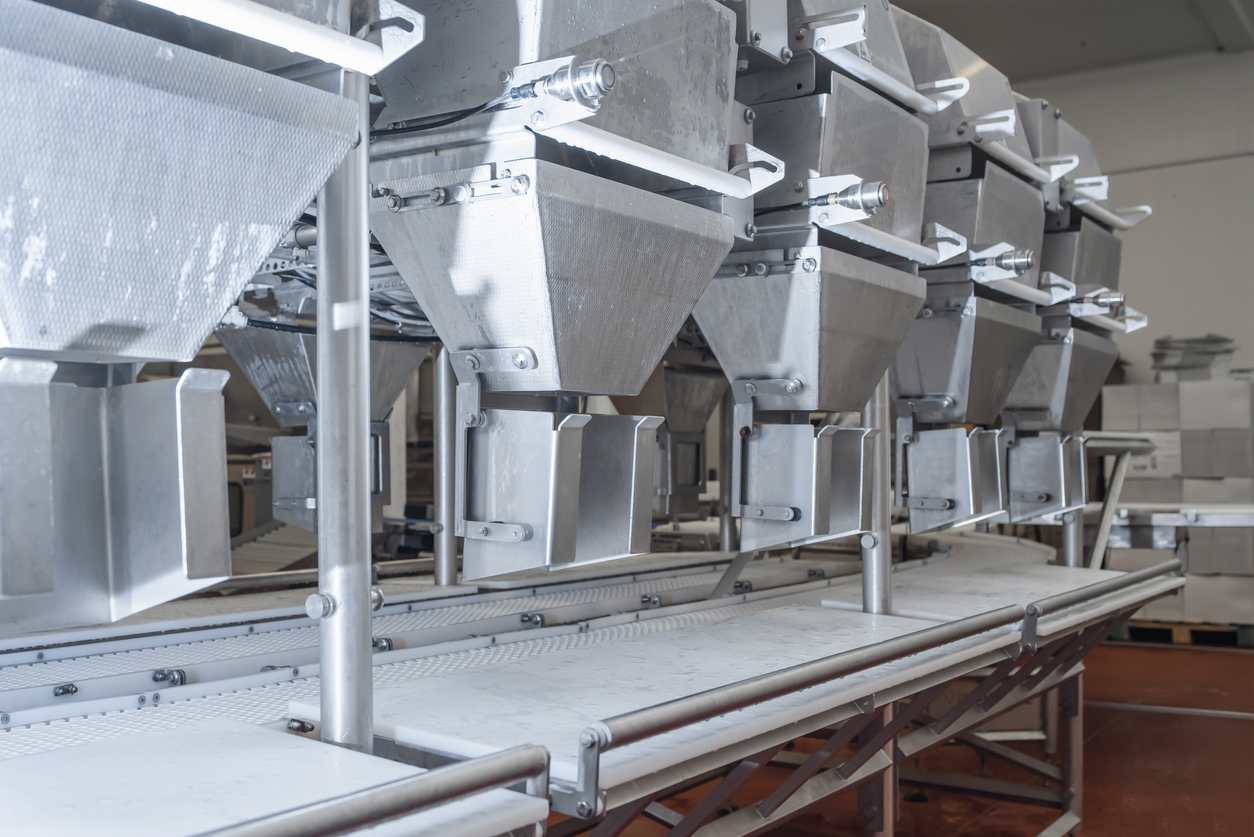 Automated production line in modern food factory.Production line in the food factory.Conveyor Belt Food.